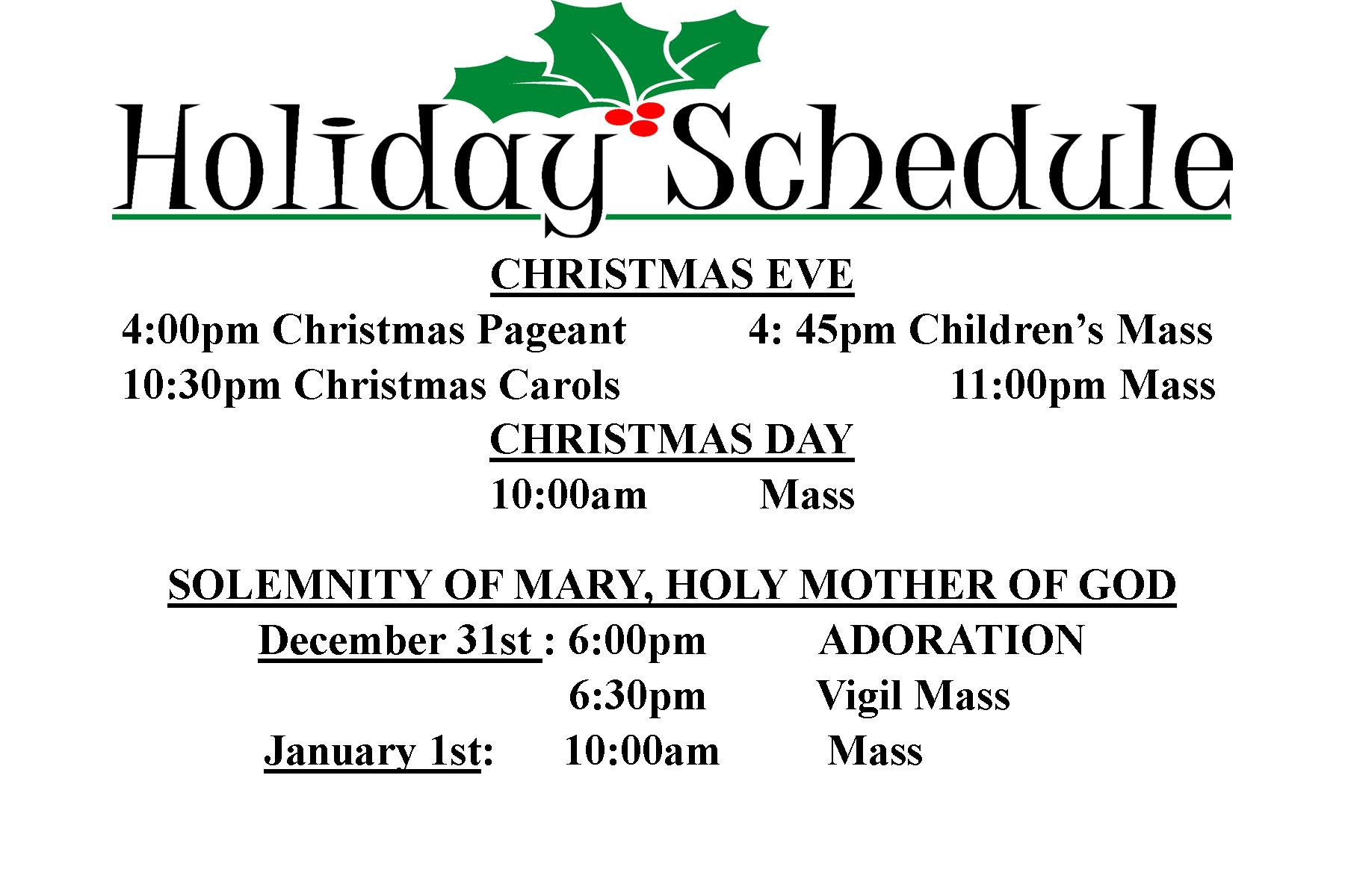 christmas mass schedule web St. Luke the Evangelist